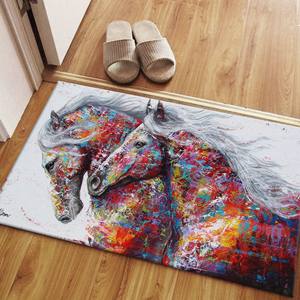 Alfombras Coloridas con Diseño de Caballos, Alfombra Abstracta, Alfombra Moderna, Alfombra Rústica, Alfombras con Estampado Animal, Alfombra Suave No Tejida - Product Image 1