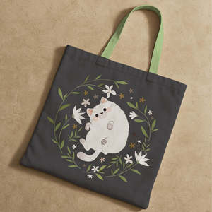 <b>Large</b> Capacity Cute Cat Solid <b>Canvas</b> Tote <b>Bag</b> Full Size Design Washable Luxury Eco Friendly Fashion Shopping <b>Bags</b> - Product Image 3