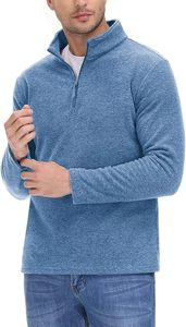 <b>Men's</b> Thermal <b>Fleece</b> <b>Quarter</b> <b>Zip</b> Pullover Long Sleeve Work Jacket with Golf Shirt Design for Cold Winter Weather - Product Image 3
