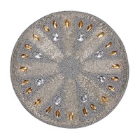 Gris avec bordure Design forme unique perlée napperons faits à la main pour table