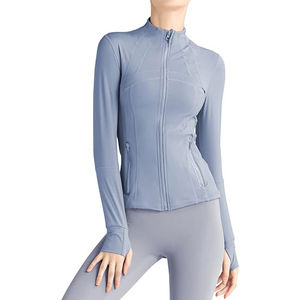 Nueva chaqueta de Yoga deportiva delgada con cuello levantado transpirable para mujer Otoño Invierno correr manga larga logotipo frontal - Product Image 1
