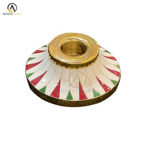 Checker Design Porte-bougie en résine et bois Décor à la maison Bougeoir de Noël Fabriqué en Inde - Product Image 4