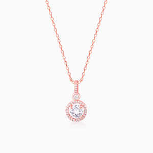 จี้หยดน้ำสีโรสโกลด์โซ่สีขาวเหลืองทองมีเพชรเพทายรูปทรงดอกไม้น่ารักทันสมัยสำหรับการหมั้น - Product Image 1