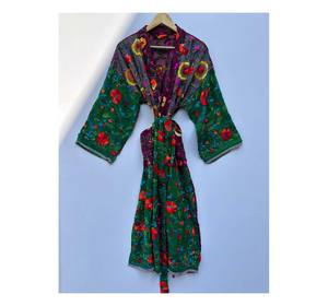 Kimono bordado Robe-Boho moda bordado hecho a mano trabajo ropa de playa kimono robe Resort wear Body cover up Bikini cover up - Product Image 2