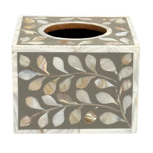 Soporte de caja de pañuelos con incrustaciones de hueso de lujo con arte Floral para mesa de comedor, Mostrador de tocador y sala de estar - Product Image 4