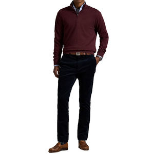 Jersey de punto texturizado de doble tejido para hombre, de mezcla de algodón, con cuello alto y cremallera de un cuarto, estilo casual, de primavera, de última tendencia - Product Image 6