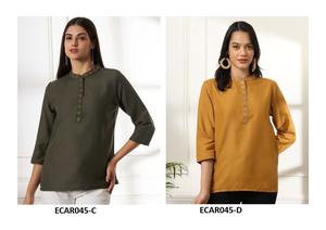 Breezy léger coton fleuri rayonne Kurti pour femmes été confort haut ethnique pour vêtements de jour teint uni Indo Western mode - Product Image 3