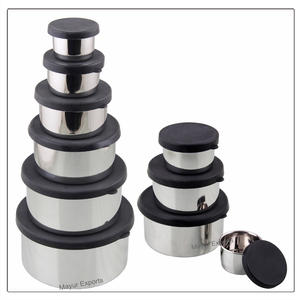 SET 3 récipients à vinaigrette en acier inoxydable avec couvercle en silicone pour les boîtes de service et de stockage des aliments à l'heure du déjeuner - Product Image 4