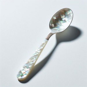 Belleza atemporal Lujosa perla Acero inoxidable Té Café Cuchara para servir Pequeña madera Artesanal Técnicas superiores para fiestas - Product Image 1