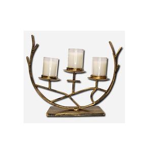 Bougeoir en cuivre massif, support de chandelier en métal de forme ronde pour accessoires de décoration de table d'hôtel au prix d'usine - Product Image 1