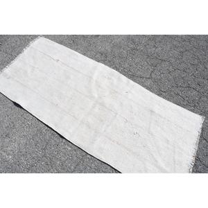 พรมตุรกีขนาดเล็ก, พรมวินเทจขนาด 2.5x5.9 ฟุต, พรมขนสัตว์สีขาว - Product Image 4