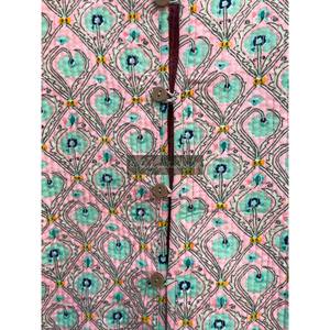 Cotton Quilting Reversible Jacket <b>Coat</b> Hand <b>Stitched</b> Unisex Jacket Block Print Kantha Jacket Womens Overcoat - Product Image 3