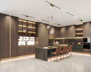 ตู้ไม้วีเนียร์<span class=keywords><strong>ไม้</strong></span>แบบกำหนดเองเฟอร์นิเจอร์ครัวเต็มรูปแบบดีไซน์กันความชื้นกันน้ำ - Product Image 3