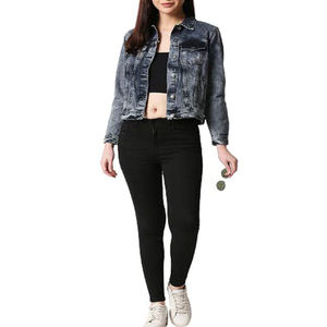 Nueva moda precio barato mujeres chaquetas de mezclilla precio asequible nueva llegada por encargo ropa casual chaquetas de mezclilla de las mujeres al por mayor - Product Image 3