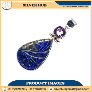Améthyste Pierre Lapis Lazuli Pierre Poire Et Pendentif Coupe Ronde Naturel Fait Main Pendentifs Et Charmes En Gros De Moyeu En Argent - Product Image 6