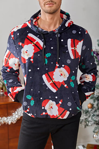 Sudadera con Capucha Personalizada al por Mayor y con Envío Directo, con Estampado Navideño de Surf y Santa Claus - Product Image 4