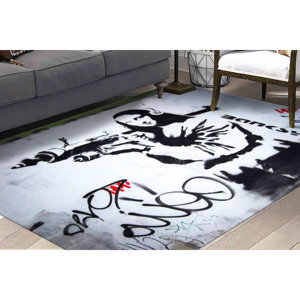 Tapis Banksy Mona Lisa : Tapis antidérapant lavable en machine, tapis en chenille - Product Image 3
