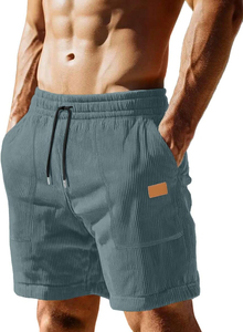 Short en velours côtelé vintage personnalisé pour homme avec motif solide taille moyenne et fermeture à cordon parfait pour streetwear - Product Image 5