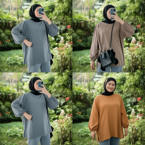 Bymeldev MOON เสื้อโอเวอร์ไซส์สำหรับผู้หญิง KAOS busui และ Non-busui เสื้อเบลาส์ & เสื้อขนาดใหญ่พิเศษ - Product Image 3