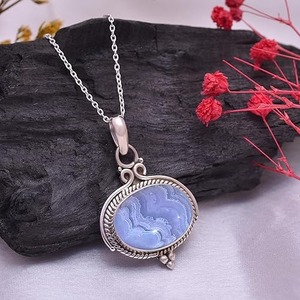 Cadeau de fiançailles 925 Sterling Silver Blue Lace Agate Handmade Gemstone Fine Jewelry Pendentif Avec 925 Timbre Silver Pendant Jewelry - Product Image 3