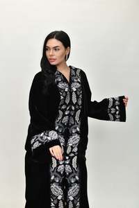 Vestido de tela de alta calidad para mujer, vestido bordado a la moda de manga larga, talla libre, informal, con cinturón - Product Image 5