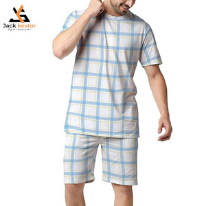 Conjunto de Dos Piezas de Verano para Hombre, Camiseta y Pantalones Cortos de Algodón Terry, Ropa Deportiva de Secado Rápido - Product Image 1