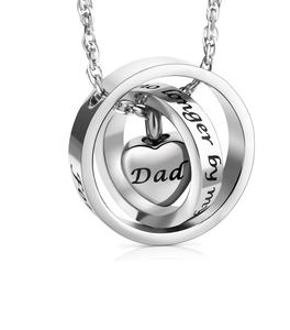 Collier d'urne de papa en argent pour cendres qui ne sont plus à mes côtés pour toujours dans mon coeur médaillon sculpté collier de cendres incinérées taille personnalisée - Product Image 1
