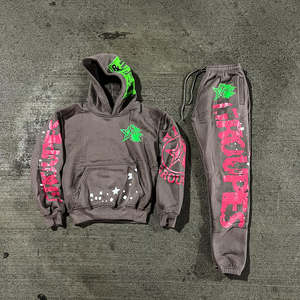 Sudadera con capucha y pantalones de chándal vintage personalizados, conjunto de dos piezas para correr, chándal acampanado con estampado de pantalla Dtg, chándales para hombre con lavado ácido - Product Image 3