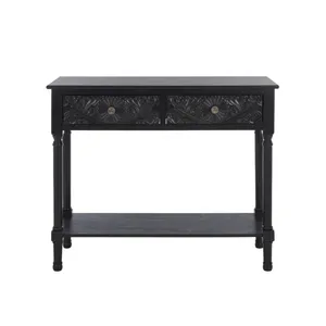 OEM定制设计的实木手工制作的黑色木制控制台桌在印度制造，价格合理