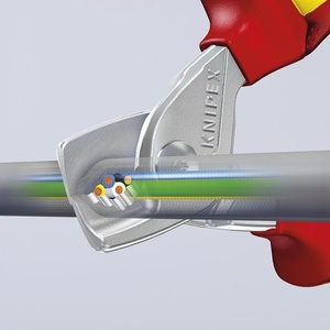 Cisailles à câbles KNIPEX, longueur 160 mm, tête chromée, poignées multi-composants VDE pour systèmes électriques de camping-cars, Forme 1 - Product Image 4