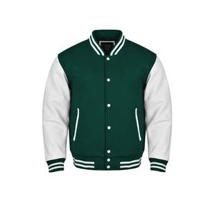 Chaqueta Universitaria de Cuero de Alta Calidad, Bordada y Forrada, Chaqueta Varsity Personalizada para Hombre con Mangas de Cuero - Product Image 5