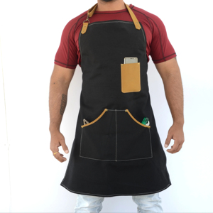Tablier de cuisine de chef avec sangle en cuir, logo personnalisé, barbecue, restaurant, salon de beauté, barista, café, boulangerie - Product Image 1