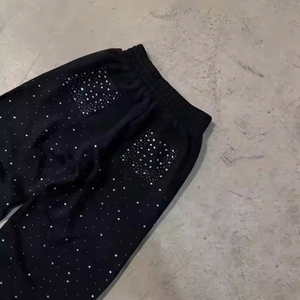 กางเกงของผู้ชายแบบสั่งทำสำหรับผู้ชายกางเกงฟอกขากว้างทรงตรงที่ซีดจางมีกรดกางเกงพลอยเทียมสำหรับผู้ชาย - Product Image 3