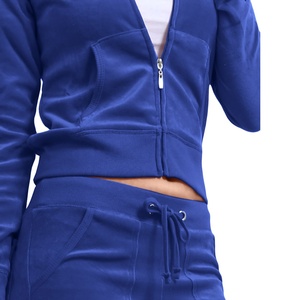 Ensemble deux pièces en velours pour femmes Jogger Hooded Zipper Tracksuits Jogging Sweatpants Hoodie Set Women Velvet Tracksuit - Product Image 4