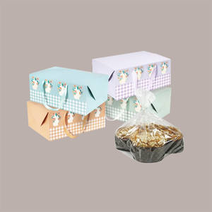 กล่องใส่ของแบบมีหูหิ้ว 12 ชิ้น ลายตารางผสม ขนาด 33.5 + 23.5 + สูง 14 ซม. พิมพ์สี่สี ทำจากกระดาษแข็ง - Product Image 3