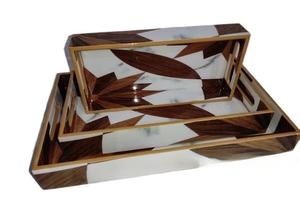 Bandeja de Servicio de Diseño con Recubrimiento de Esmalte de Madera MDF, Bandeja de Mesa de Alta Calidad para Hoteles y Restaurantes - Product Image 5