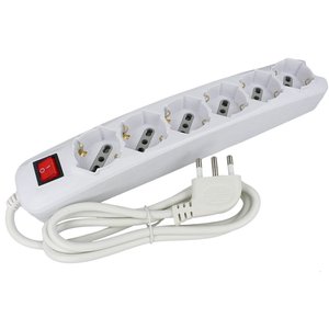 Ciabatta a 6 vie 10/16A Schuko con cavo da 1.5 metri, Max 3500W, spina laterale 16A, forniture SKU-8713-elettriche - Product Image 2