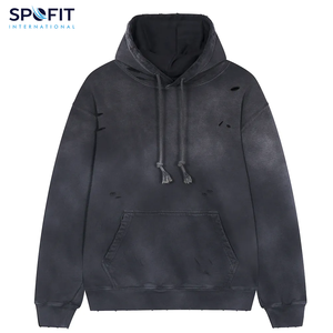 Sweat à capuche épais et surdimensionné pour hommes personnalisable Pull délavé à l'acide avec impression vintage Sweats à capuche en éponge polaire - Product Image 1