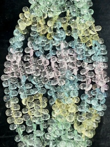 ลูกปัดลูกแพร์ briolette หลายเหลี่ยมพลอยสีฟ้าธรรมชาติขนาด6มม. 8นิ้วสำหรับทำเครื่องประดับ - Product Image 5
