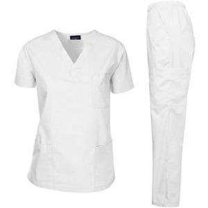 Uniformes de Hospital para Mujer de Dos Piezas, Personalizados al por Mayor, de Buena Calidad, Estilo Traje de Enfermería, Tejido de Poliéster/Algodón - Product Image 1