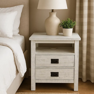 Ensemble de table de chevet en bois gris de construction solide pour la finition de base d'eau non toxique de chambre à coucher - Product Image 1