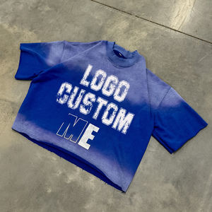 Camiseta extragrande recortada cuadrada personalizada para hombre, camiseta con serigrafía gráfica de peso pesado de algodón 220 Gsm 100% de alta calidad - Product Image 3