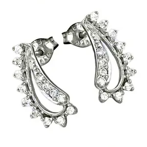 Boucles d'oreilles tendance en forme de cœur pour femmes, argent 925, zircone cubique, or rose, diamant, perle - pour fiançailles, bijoux en or, cadeau - Product Image 1