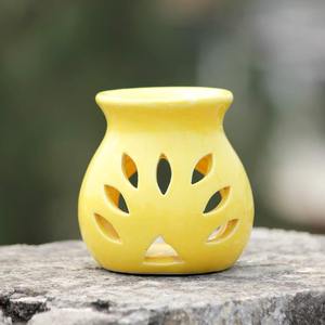 Difusor de Aroma de esteatita redonda amarilla Quemador de Aroma de mármol tallado Incienso y soportes de incienso Difusor de aromaterapia elegante - Product Image 1