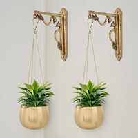 Paling Laris dekorasi taman Pot bunga logam galvanis rantai gantung Pot dinding Pot tanaman herbal taman Pot bunga besi galvanis
