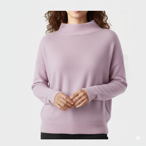 Suéter de Punto Personalizado para Mujer, Talla Grande, Cuello Alto Simulado, Manga Larga, Invierno 2025, Ecológico, Secado Rápido, Suave, Cómodo, Informal - Product Image 1