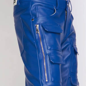 Fácilmente disponible en el mercado Pantalones de cuero para hombres Slim Fit Color sólido Aspecto elegante Pantalones de cuero para hombres - Product Image 6