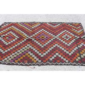 Tapis turc 4,3 x 7,7 pieds, tapis Kilim vintage, tapis en laine rouge style sud-ouest - Product Image 3