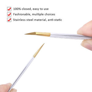 Pinzas de extensión de pestañas de acero inoxidable personalizables al por mayor, aplicador de etiqueta privada puntiagudo para Volumen de cejas - Product Image 5