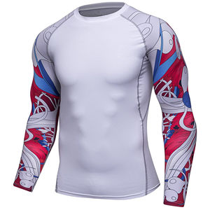 เสื้อแรชการ์ดแขนยาวสำหรับผู้ชายชุดป้องกันผื่นสำหรับฟิตเนสแนบเนื้อ - Product Image 1